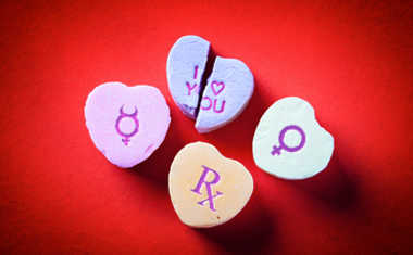 heart candy with planet symbols